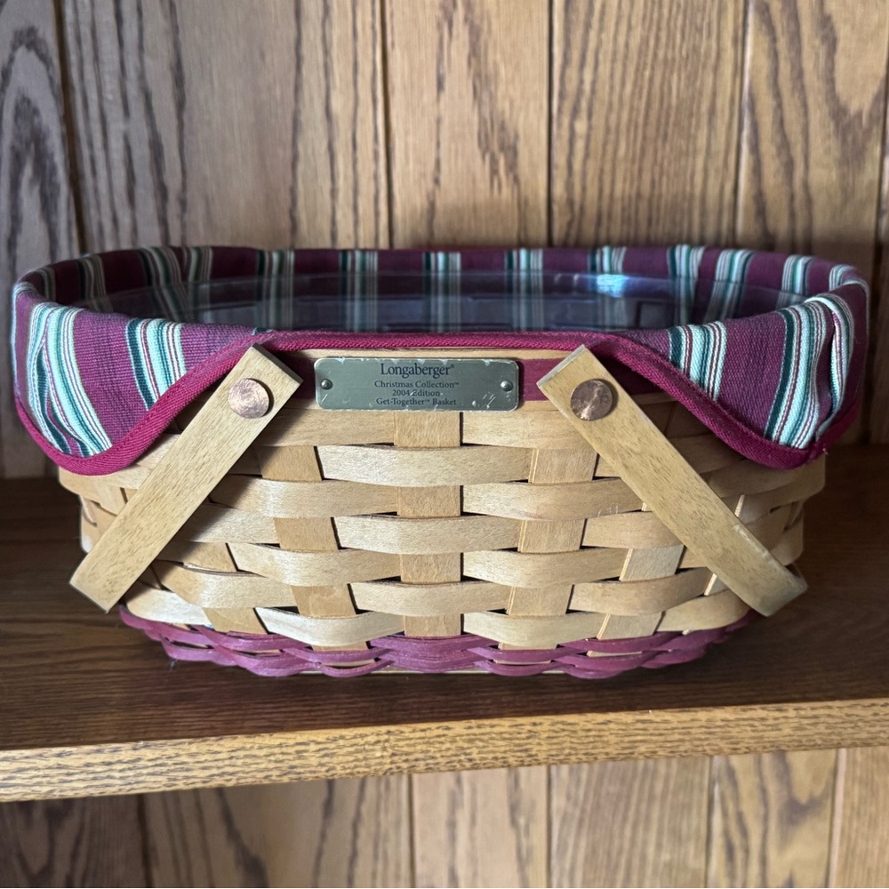 Longaberger Christmas Collection Basket with Striped Liner